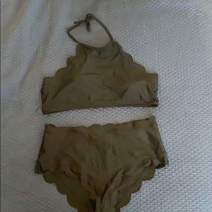 High waisted halter swim suit